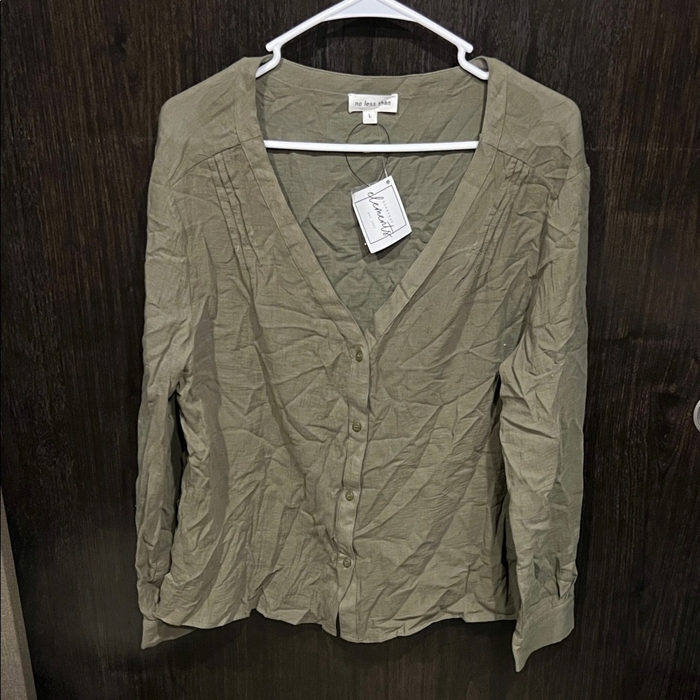 New York & Company Olive Button-Down Shirt